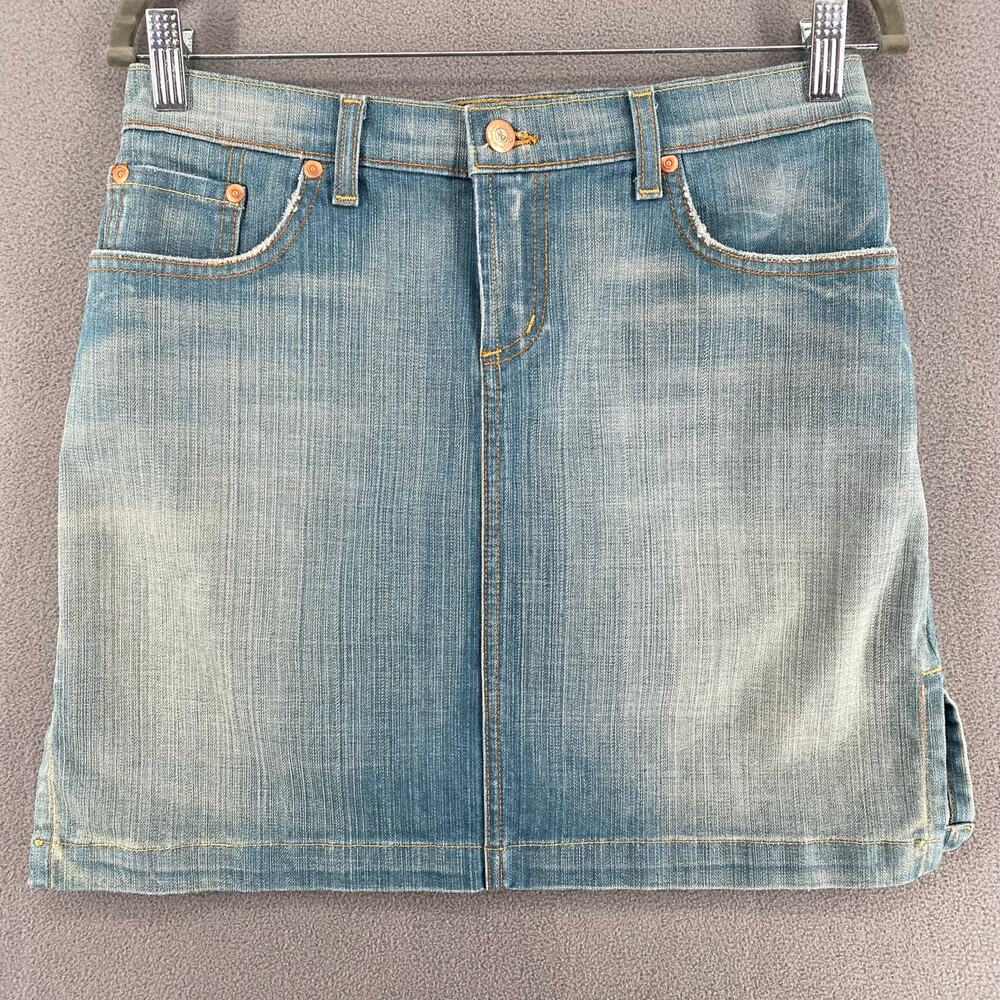 Vintage Y2K Denim Skirt David Kahn Jeanswear Womens 28 Made in USA‎ Blue 2000s